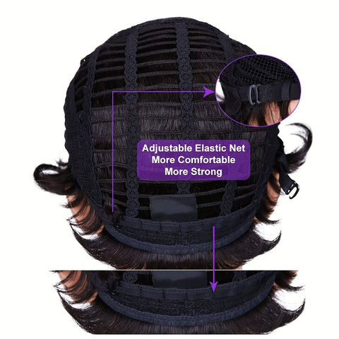 Image of Black Short Curly Wig Wave Synthetic Hair-FrenzyAfricanFashion.com