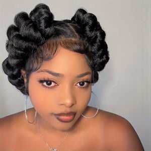 Elegant Full Lace Braid Wig for Women - 200% Density, Double-Layered, Short Style with Large Partition - Perfect for Daily Wear