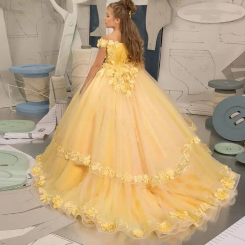 Image of Gorgeous Flower Girl Dress Fluffy Tulle First Communion Birthday Girls Pageant-FrenzyAfricanFashion.com