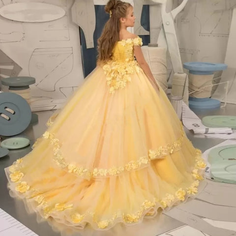 Image of Gorgeous Flower Girl Dress Fluffy Tulle First Communion Birthday Girls Pageant-FrenzyAfricanFashion.com
