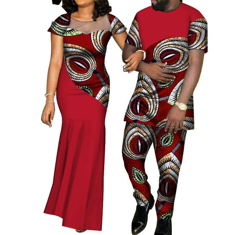 Image of Blue Couple Clothing Outfit Set I LOVE YOU 2-FrenzyAfricanFashion.com