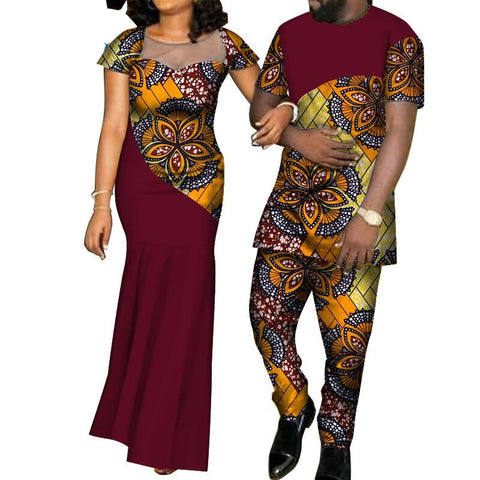 Image of Blue Couple Clothing Outfit Set I LOVE YOU 2-FrenzyAfricanFashion.com