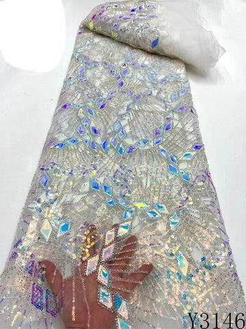 Image of Luxury Mirror Beaded Fabric Lace - Diamond-FrenzyAfricanFashion.com