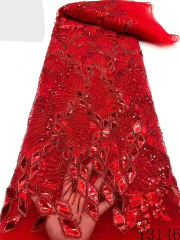 Image of Luxury Mirror Beaded Fabric Lace - Diamond-FrenzyAfricanFashion.com