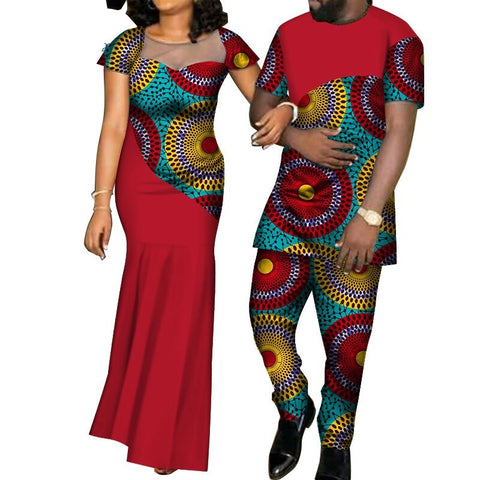 Image of Red Couple Clothing Outfit Set I LOVE YOU 2-FrenzyAfricanFashion.com
