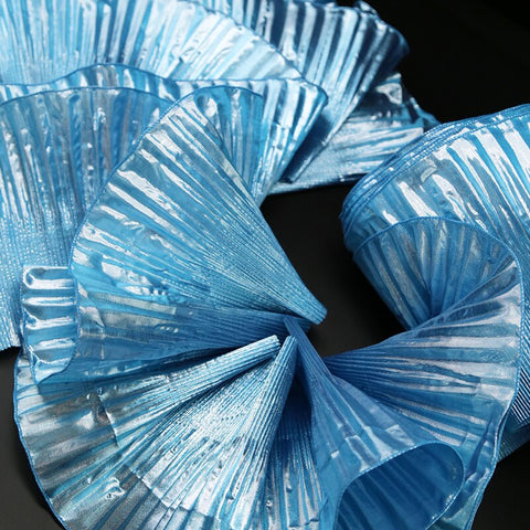 Image of Big Wave Metallic Lace Pleated Fabric-FrenzyAfricanFashion.com