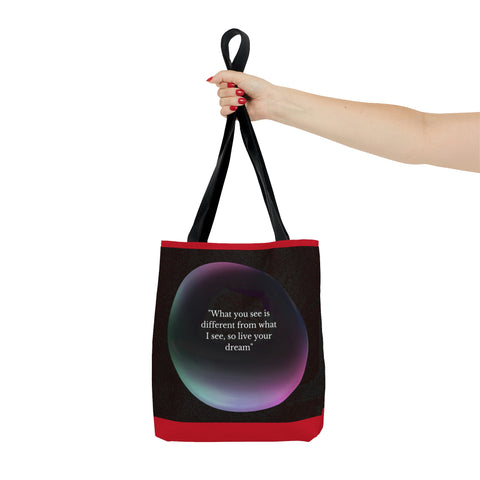Image of Shopping Tote Bag | Inspirational totes | What you see is different from what I see, so live your dream | Black and Red Bag-FrenzyAfricanFashion.com