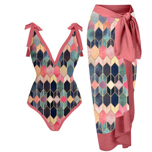 Women One Piece Swimsuit with Skirt-FrenzyAfricanFashion.com