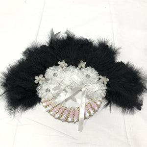 Sequins Double Sided Hand Dance Feather Fans-FrenzyAfricanFashion.com