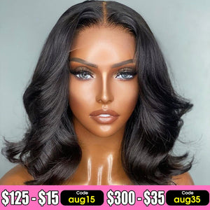 Human Hair Wigs For Women Glueless Body Wave 4x4 Short Bob Wig Lace Closure Wig Peruvian Virgin Wavy Human Hair Wig PrePlucked-FrenzyAfricanFashion.com