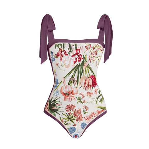 Image of One Piece Swimsuit Floral Print-FrenzyAfricanFashion.com