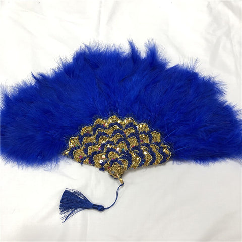 Image of Sequins Double Sided Hand Dance Feather Fans-FrenzyAfricanFashion.com