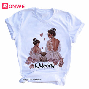 Mom and Men Queen Print Women T-shirt Best Mommy Summer Harajuku O Neck Funny 90S Tops Tee Daughter Casual Clothes,Drop Ship-FrenzyAfricanFashion.com