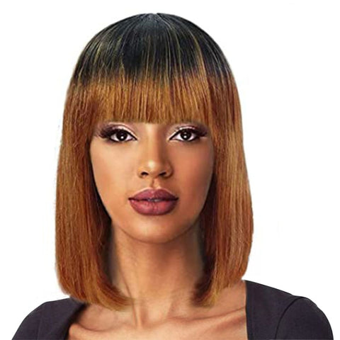 Image of Short Human Hair Wig Women Straight Remy Hair Bob-FrenzyAfricanFashion.com