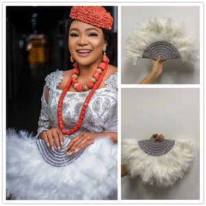Lace Feather Fans for Wedding-FrenzyAfricanFashion.com