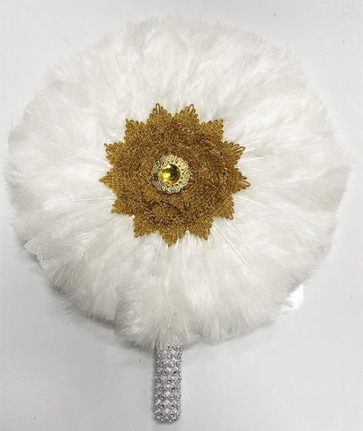 Image of Luxurious African Dance Lace Feather Fans Wedding Party-FrenzyAfricanFashion.com