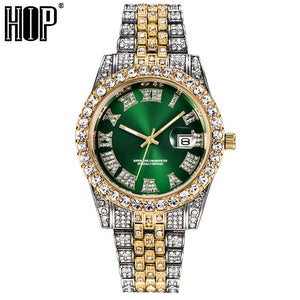 Hip Hop Full Iced Out Mens Watches Luxury Date Quartz Wrist Watches With Micropaved Cubic Zircon Watch For Women Men Jewelry-FrenzyAfricanFashion.com
