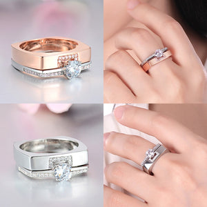 Luxury Female two color white Zircon Ring Set Crystal Bridal Ring Wedding Jewelry Promise Engagement Rings For Women-FrenzyAfricanFashion.com