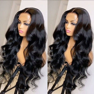 Kryssma 26 inch Black Body Wave Wig Loose Deep Wave Lace Front Synthetic Wigs for Women 13X3 Synthetic Lace perruque synthétique-FrenzyAfricanFashion.com