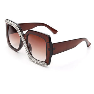 Women  Luxury Vintage Oversized Sunglasses Rhinestone Glasses Shades
