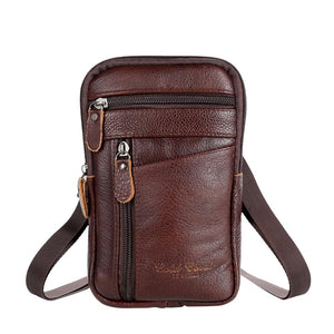 Men&#39;s Genuine Leather Waist Packs Phone Pouch Bags Waist Bag Male Small Chest Shoulder Belt Bag 2021 Designer Crossbody Bags-FrenzyAfricanFashion.com