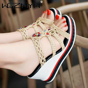 Brand Women Slippers Platform Wedge Peep Toe Casual Bling Color Mixing Slide Outdoor Beach Ladies Shoes Woman Zapatos De Mujer-FrenzyAfricanFashion.com