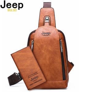 JEEP BULUO Brand Travel Hiking Messenger Shoulder Bags Men&#39;s Large Capacity Sling Crossbody Bag Solid Men Leather Bag-FrenzyAfricanFashion.com