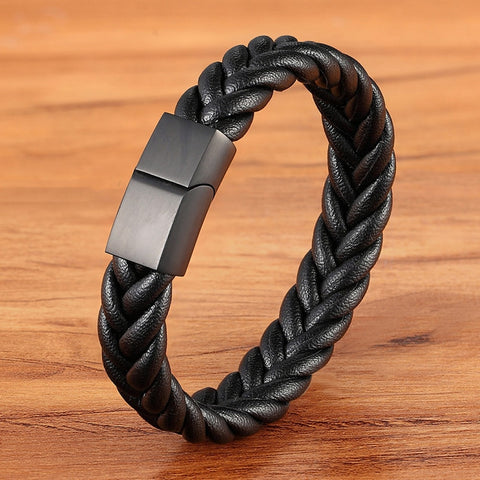 Image of Classic Style New year Gift 6 Options Stainless Steel Leather Men&#39;s Bracelet Multi-color Magnet Buckle DIY Size Custom LOGO Sale-FrenzyAfricanFashion.com