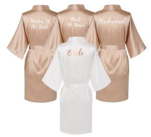 Satin Silk Robes Plus Size Wedding BathRobe Bride Bridesmaid Dress Gown Women Clothing Sleepwear Maid of Honor Rose Gold-FrenzyAfricanFashion.com