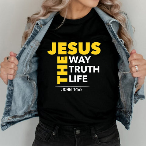 Image of Jesus The Way Truth Life Printed New Style Women T Shirt Christian Religion Slogan Tops Believer Pray God Lady Summer Clothes-FrenzyAfricanFashion.com