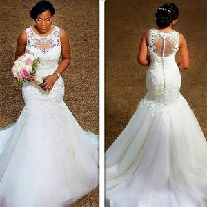 Wedding Dress Sexy 2020 Fishtail Bridal Gown Lace Wedding Dress Beautiful Bridal Dress Applique Customizable Color-FrenzyAfricanFashion.com