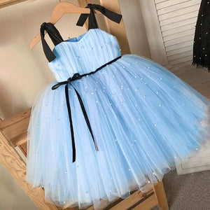 Kids Dress For Girls Strap Tulle Fluffy Princess Eleagnt Party Tutu Prom Dresses Children Wedding Evening Bowknot Gown 1-5 Years-FrenzyAfricanFashion.com