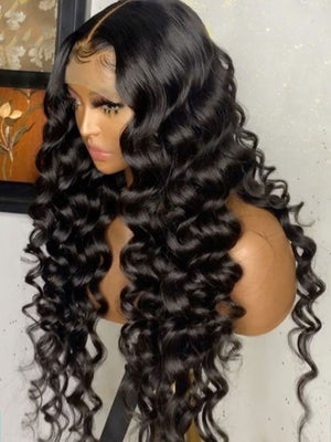 High Density Loose Natural Wave Lace Front Human Hair Wigs-FrenzyAfricanFashion.com