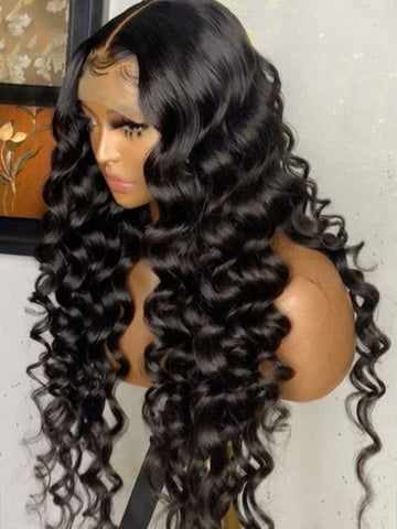 Image of High Density Loose Natural Wave Lace Front Human Hair Wigs-FrenzyAfricanFashion.com