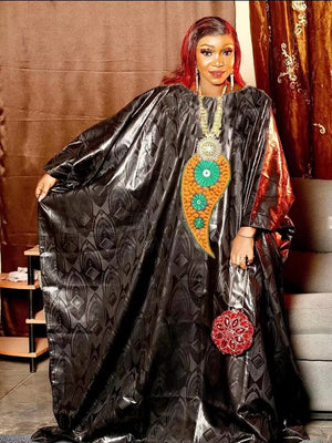 Free Size Original Bazin Riche Long Dresses For Nigeria African Women Traditional Wedding Top Quality Bazin Riche Dashiki Robe-FrenzyAfricanFashion.com