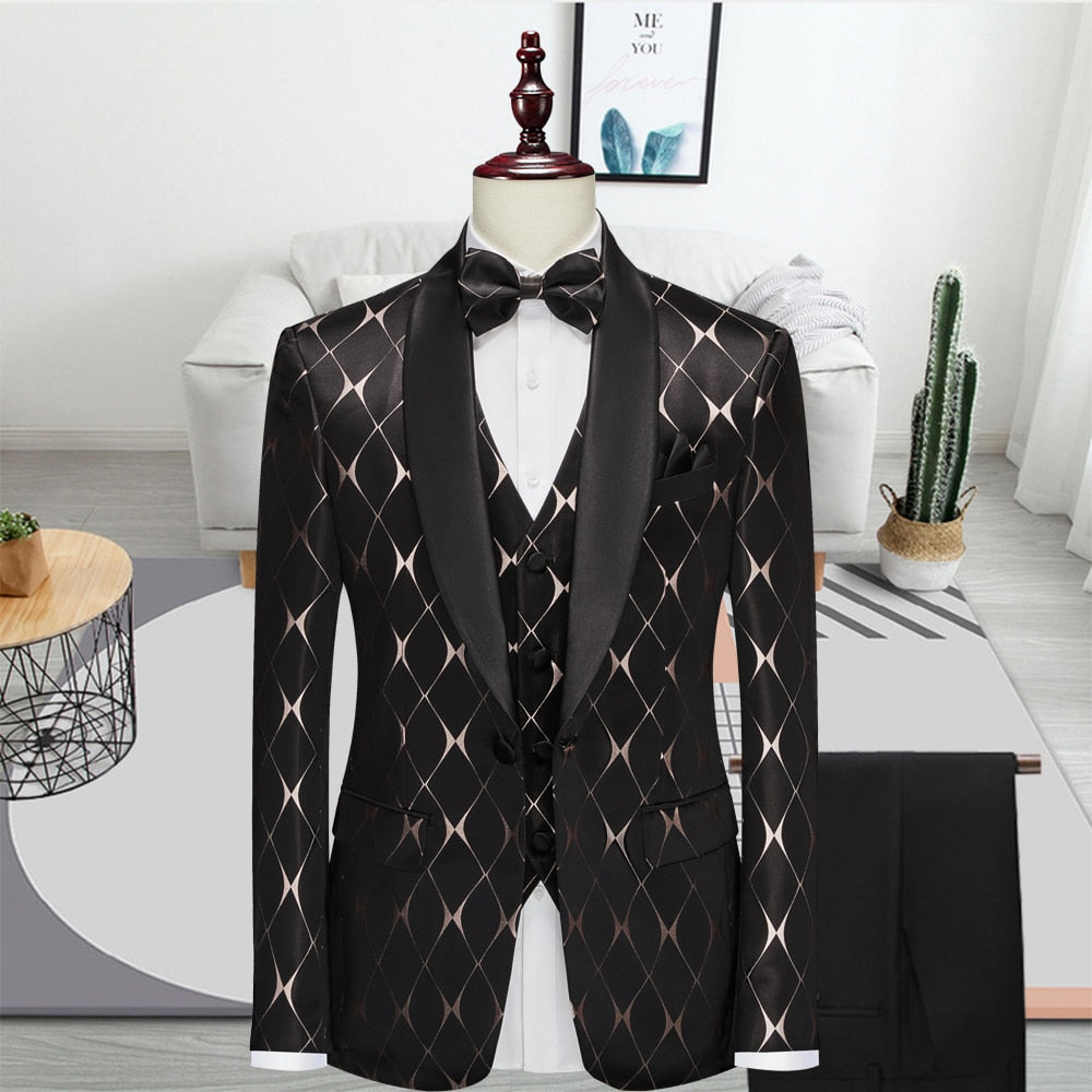 Suit Fashion Formal Business Slim Fit 3-Pieces Blazers Tuxedo Wedding Men Suits Groom Suit-FrenzyAfricanFashion.com