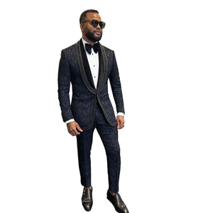 Classic Mens Suit One Button Two-Pieces Jacket With Pants Designer Tuxedos-FrenzyAfricanFashion.com