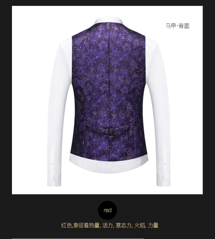 Image of Flower Pattern Suits 3 Pcs Set Dress Blazers Jacket Pants Vest Coat-FrenzyAfricanFashion.com