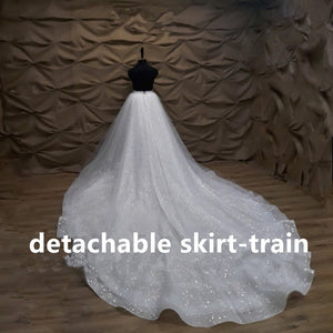 Back bridal detachable skirt train wedding skirt-FrenzyAfricanFashion.com