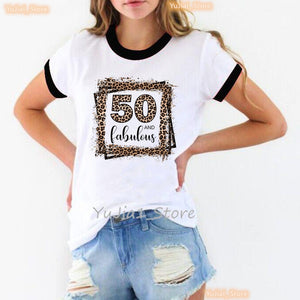 Queen Makes 50 Look Fabulous Graphic Print Women Leopard Love Birthday Party Tshirt-FrenzyAfricanFashion.com