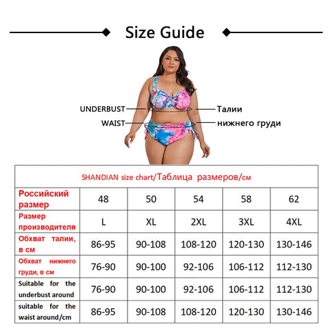 Image of Plus Size Swimwear Women's Swimsuits Large Bathing Suits Two-piece High Waist Push Up Bikini Set-FrenzyAfricanFashion.com
