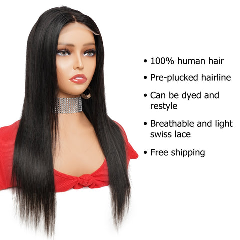 Image of Bone Straight Closure Wig Indian Remy Human Hair Wigs 13x4 Transparent Straight Lace Front Wig For Women Pre-Plucked Hairline-FrenzyAfricanFashion.com
