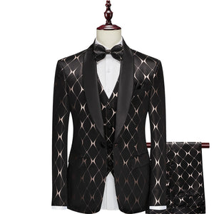 Suit Fashion Formal Business Slim Fit 3-Pieces Blazers Tuxedo Wedding Men Suits Groom Suit-FrenzyAfricanFashion.com