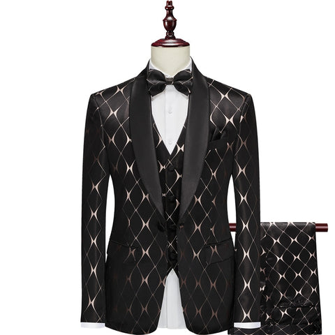Image of Suit Fashion Formal Business Slim Fit 3-Pieces Blazers Tuxedo Wedding Men Suits Groom Suit-FrenzyAfricanFashion.com