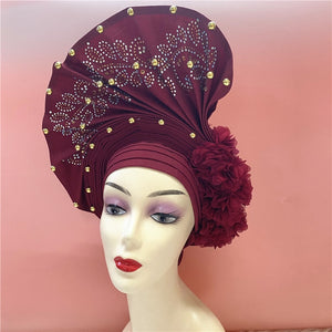 nigerian aso oke with beads women turban shawl african headties