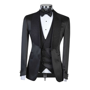 Elegant Black Men Suits Two Pieces Jacket Wedding Formal Men Occasion wear-FrenzyAfricanFashion.com