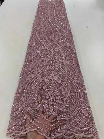 Image of Luxury Handmade Beads Embroidery French Tulle Lace Fabric-FrenzyAfricanFashion.com