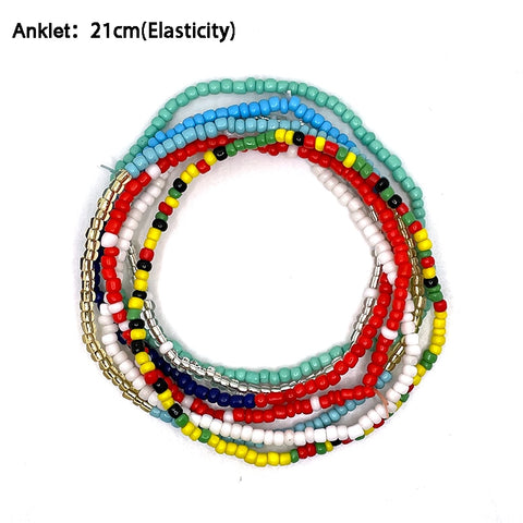 Image of Bohemian Beaded Chain Elastic Anklet Bracelet-FrenzyAfricanFashion.com