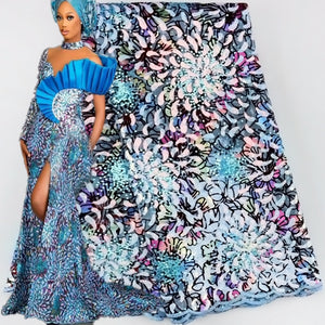 Tulle Lace Fabric Luxury Sequins Mesh-FrenzyAfricanFashion.com