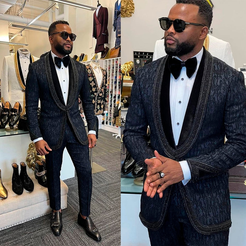 Classic Mens Suit One Button Two-Pieces Jacket With Pants Designer Tuxedos-FrenzyAfricanFashion.com